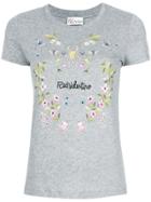 Red Valentino Floral Logo Print T-shirt - Grey