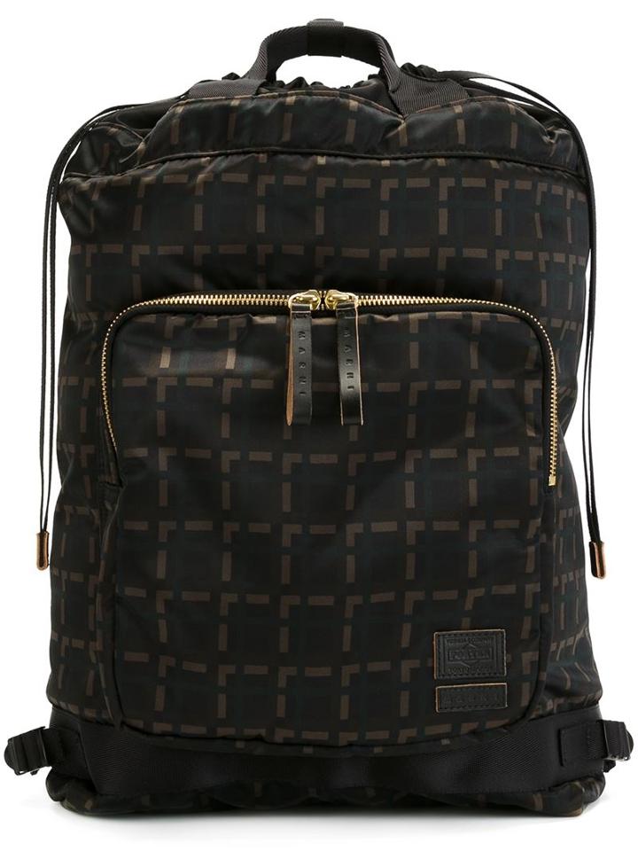 Marni Marni X Porter Checked Backpack, Green, Polyamide