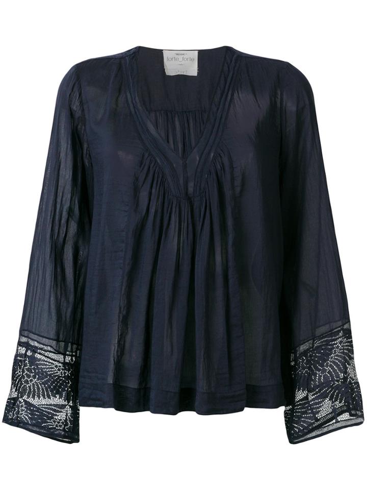 Forte Forte Lace Panel Blouse - Blue