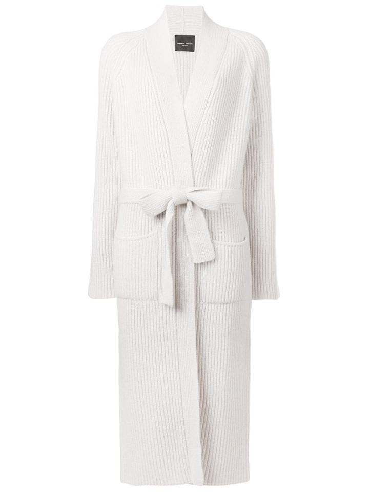 Roberto Collina Ribbed Long Cardigan - Nude & Neutrals