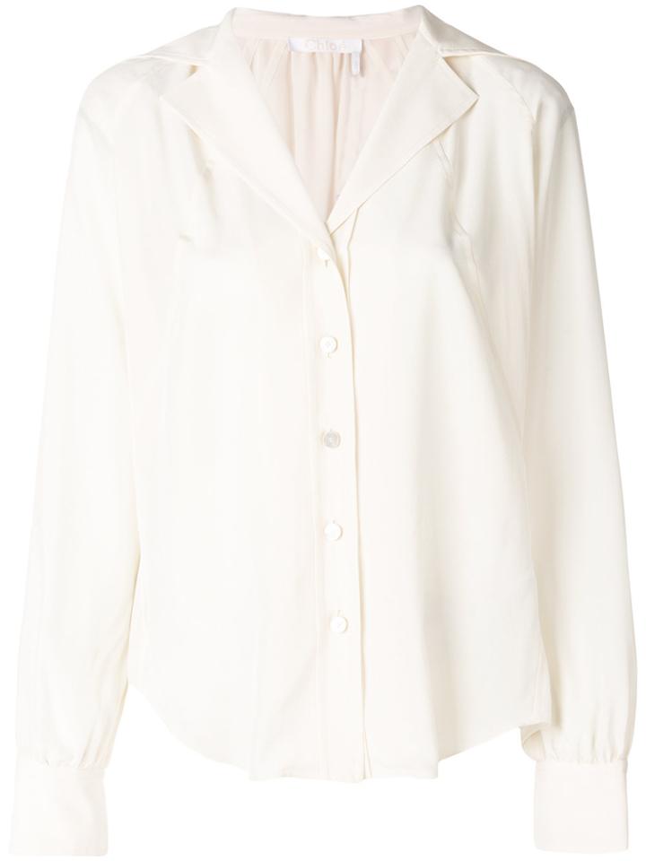 Chloé Open-collar Shirt - Nude & Neutrals