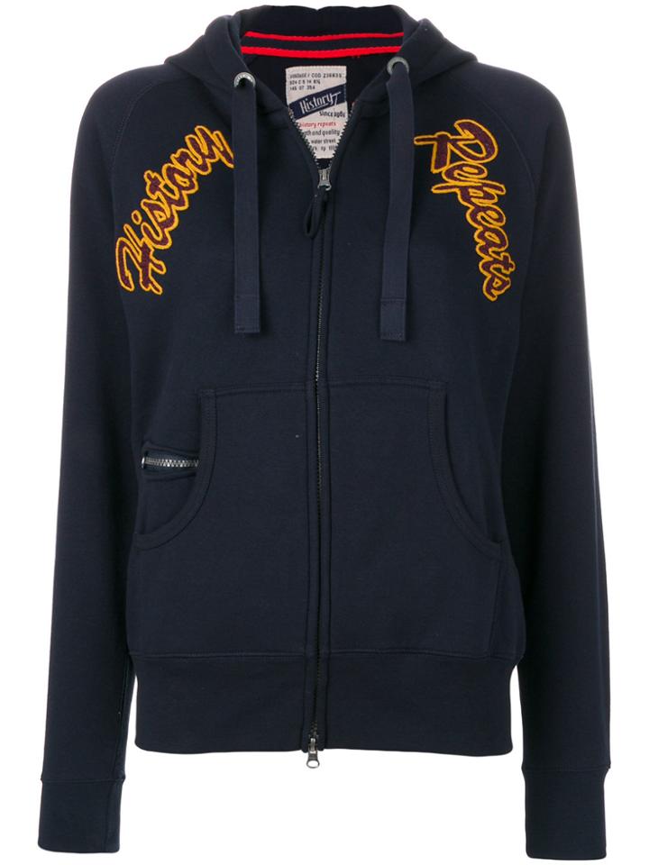 History Repeats Snake Embroidered Hoody - Blue