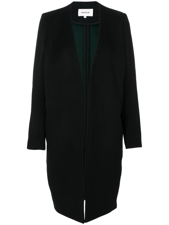 Enföld Deep V Front Coat - Black