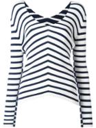 Twin-set V-neck Striped Jumper, Women's, Size: Xs, White, Viscose/polyester