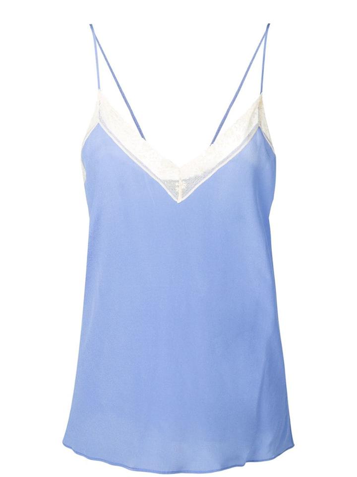 Semicouture Lace Insert Cami Top - Blue