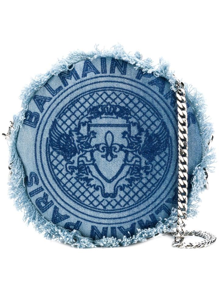 Balmain Denim Circle Purse - Blue