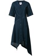 Colovos Draped Shirt Dress, Women's, Size: 2, Blue, Silk/cotton