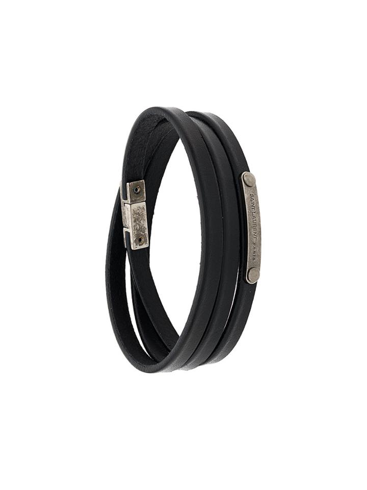 Saint Laurent Multi-wrap Id Bracelet - Black