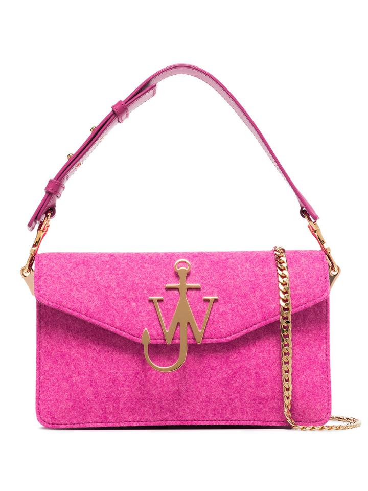 Jw Anderson Pink Hibiscus Logo Felt Shoulder Bag - Pink & Purple