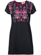 Figue Tia Embroidered T-shirt Dress - Black