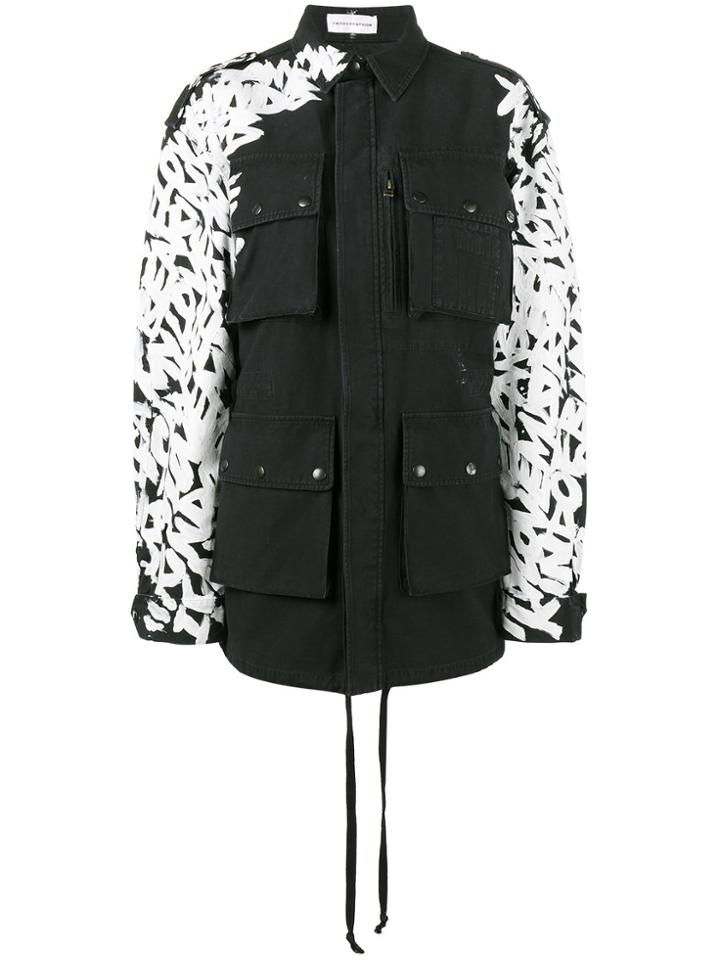 Faith Connexion Oversized Painted Parka Coat - Black