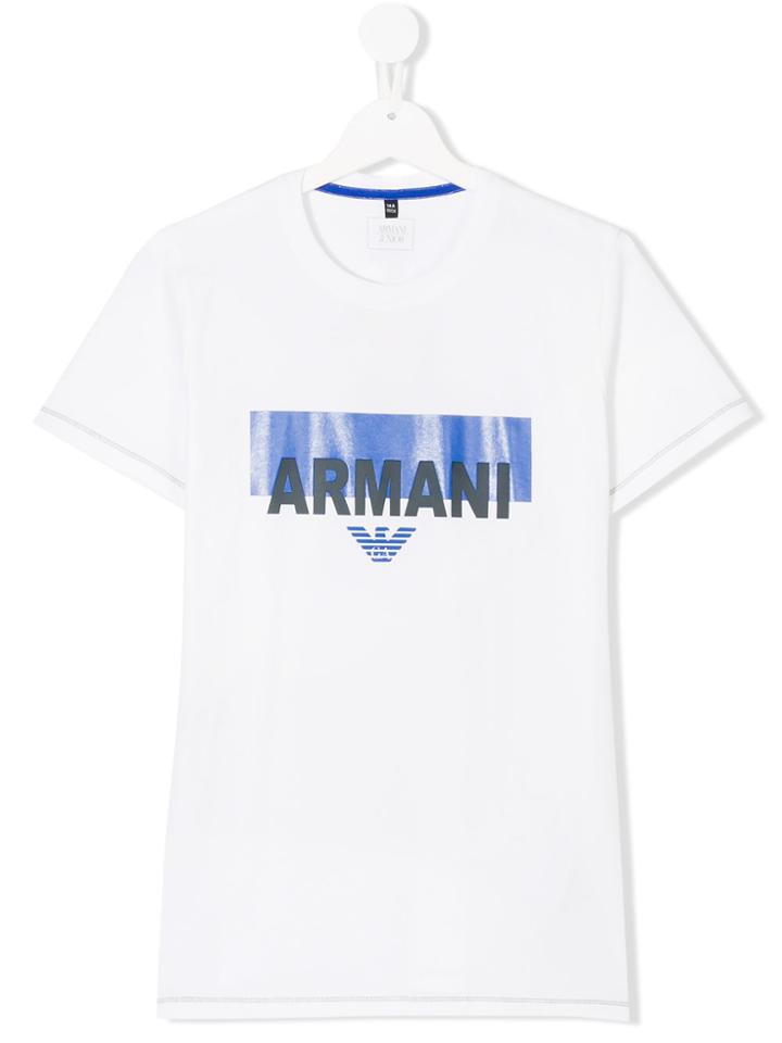 Armani Junior Logo Print T-shirt - White