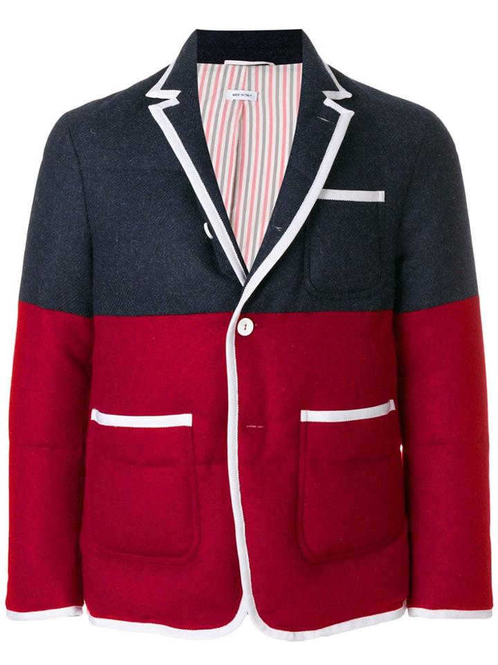 Thom Browne Quilted Down-filled Bicolor Sport Coat - Blue