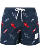 Thom Browne - Shark Print Swim Shorts - Men - Nylon - 1, Blue, Nylon