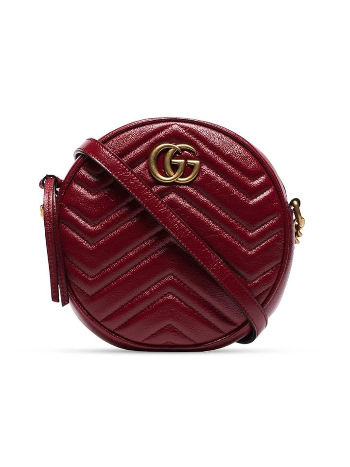 Gucci Red Marmont Quilted Leather Circle Cross Body Bag