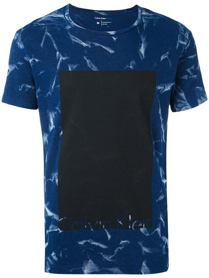 Calvin Klein Jeans - Water Print Logo T-shirt - Men - Cotton - L, Blue, Cotton