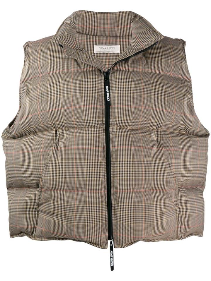 Nina Ricci Checked Padded Gilet - Neutrals