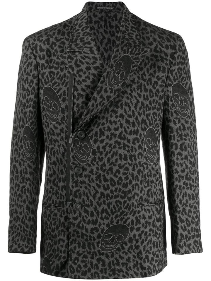 Yohji Yamamoto Leopard Print Blazer - Black