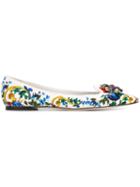 Dolce & Gabbana Embellished Majolica Print Ballerinas