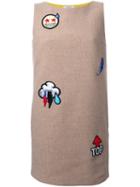 Iceberg Emoticon Patch Dress, Women's, Size: 40, Brown, Cotton/nylon/polyester/wool