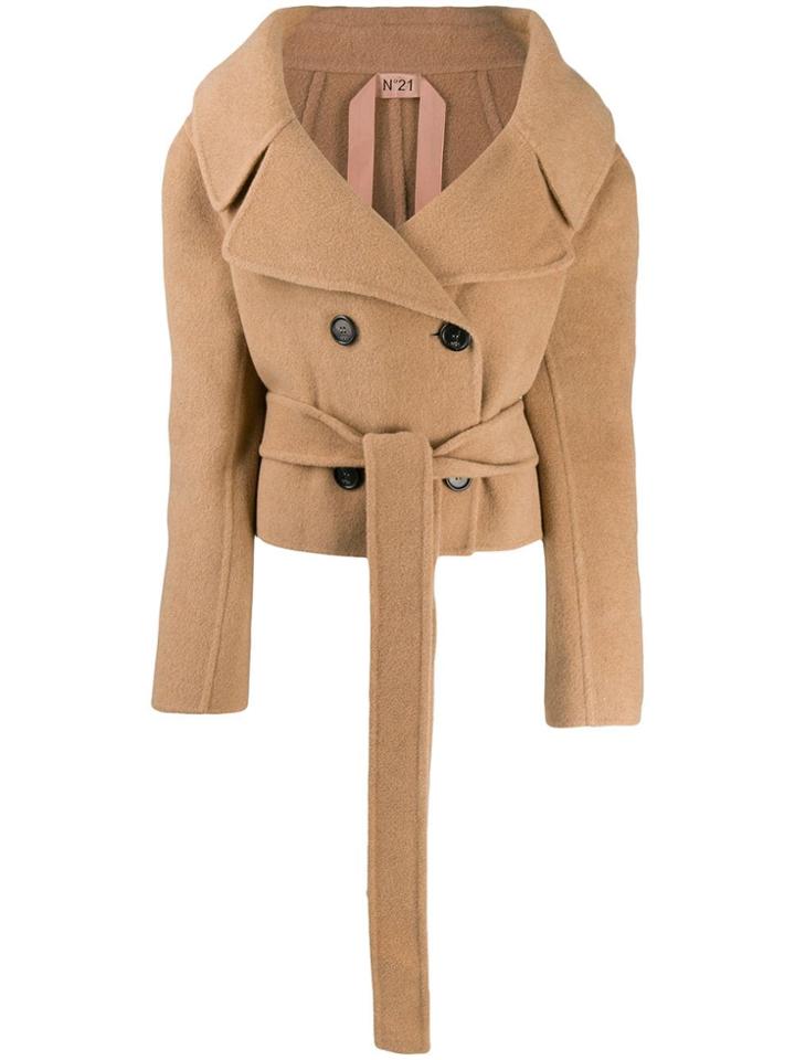Nº21 Off The Shoulder Double-breasted Jacket - Brown