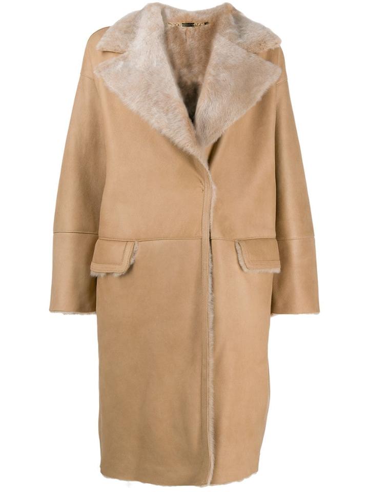 Manzoni 24 Shearling Button Up Coat - Brown