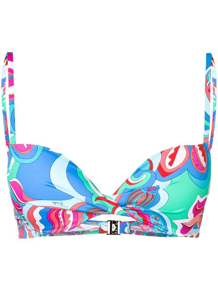 Emilio Pucci Printed Bikini Top - Blue