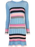 Tanya Taylor Knitted Stripe Dress - Blue