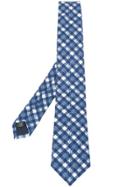 Tagliatore Plaid Embroidered Tie - Blue