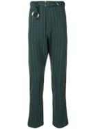 Maison Mihara Yasuhiro Striped Drop Crotch Trousers - Green