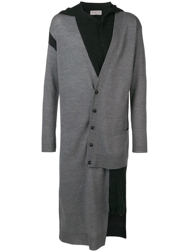 Yohji Yamamoto Long Asymmetric Cardigan - Grey