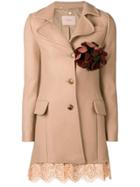 Twin-set Lace Trim Coat - Neutrals