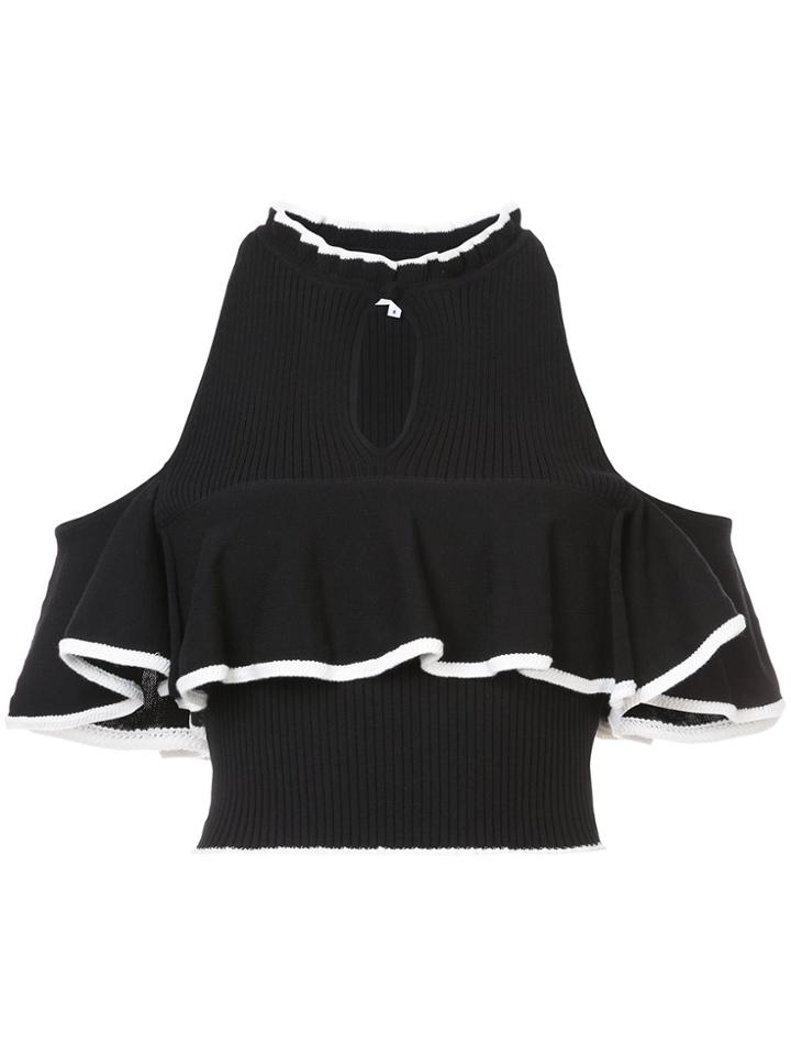 Apiece Apart Cutout Rib Knit Crop Top - Black