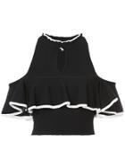 Apiece Apart Cutout Rib Knit Crop Top - Black