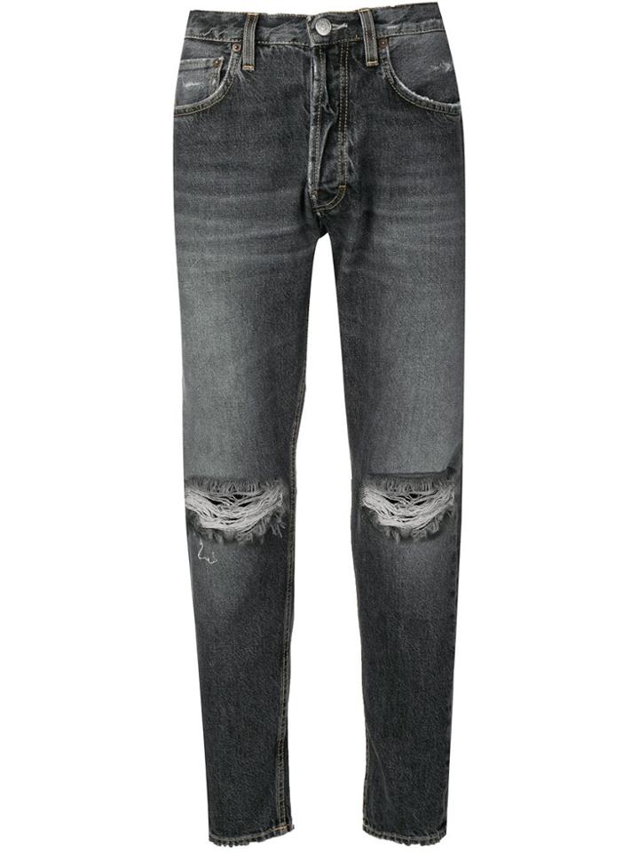 Haikure Distressed Tapered Jeans - Black