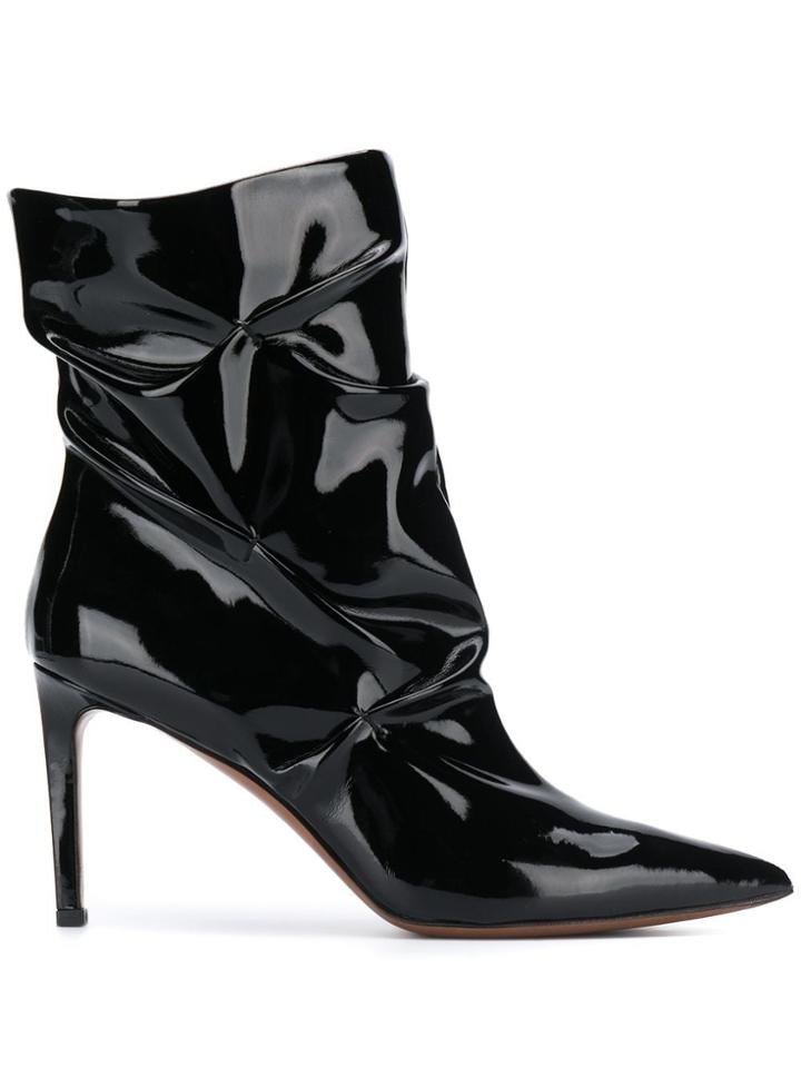 L'autre Chose Creased Effect Booties - Black