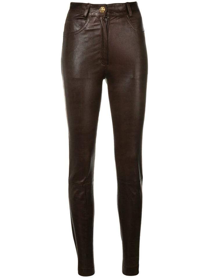 A.n.g.e.l.o. Vintage Cult 1980's Leather Effect Trousers - Brown