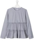 Il Gufo Stripe Print Tiered Blouse - White