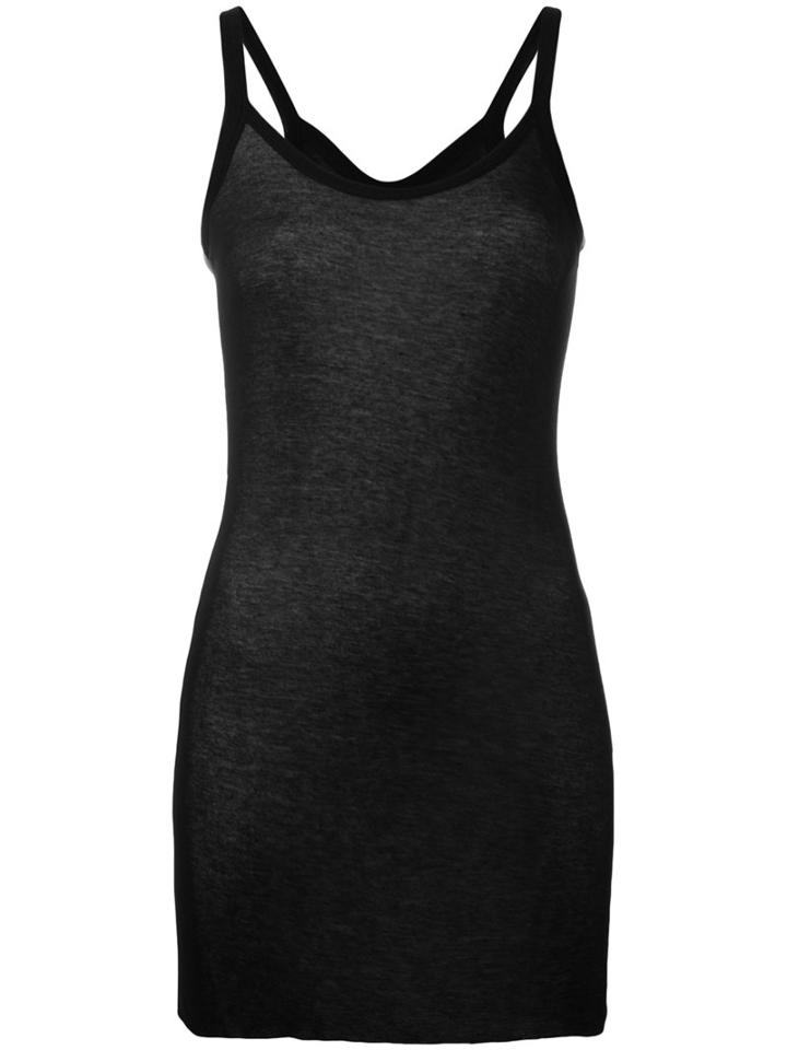 Rick Owens Lilies Elongated Semi-sheer Tank, Women's, Size: 42, Black, Cotton/polyamide/viscose