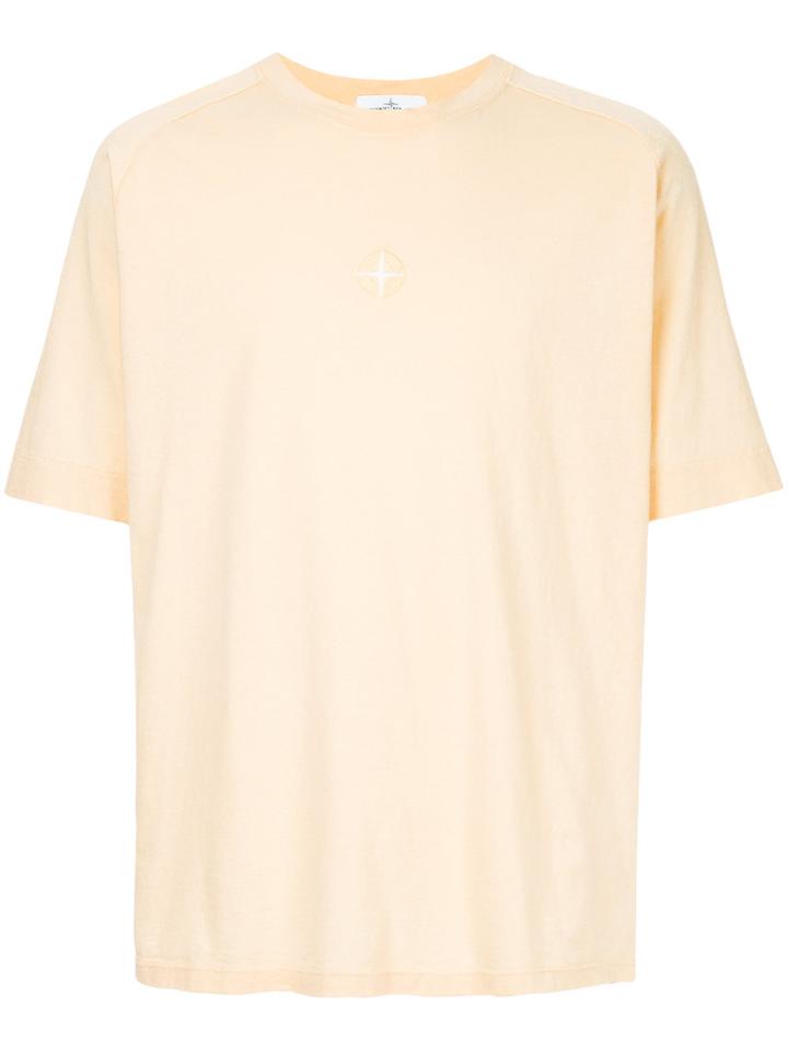 Stone Island Logo Embroidered T-shirt - Yellow & Orange
