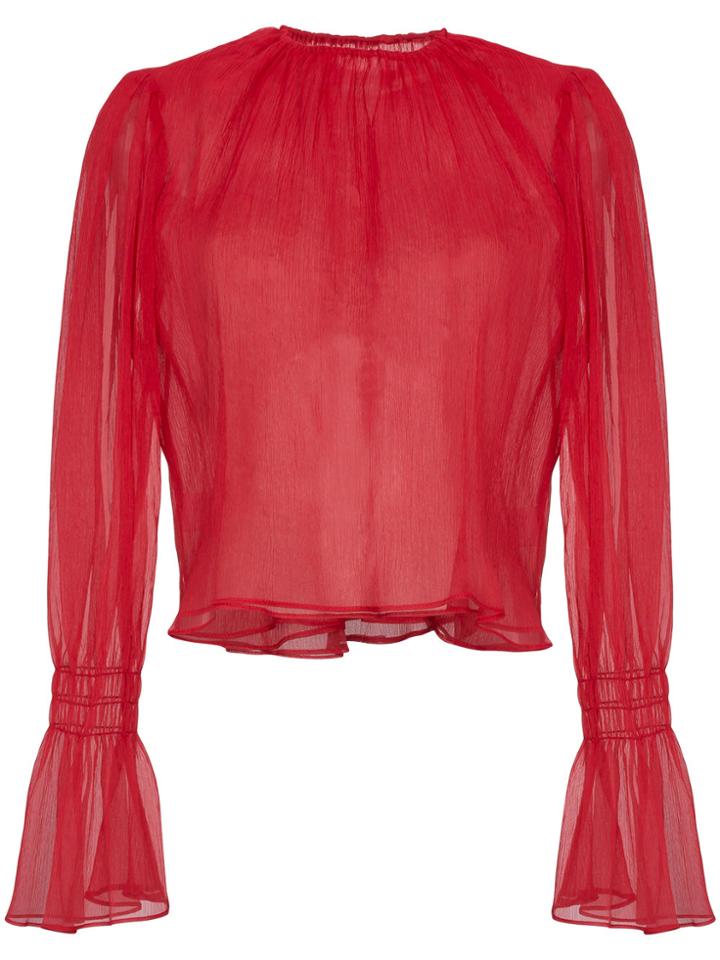 Beaufille Camarina Sheer Silk Blend Blouse - Red