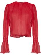 Beaufille Camarina Sheer Silk Blend Blouse - Red
