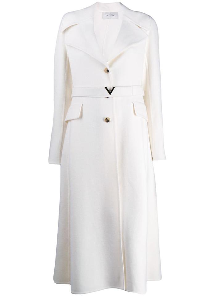 Valentino Cashmere V Belt Midi Coat - Neutrals
