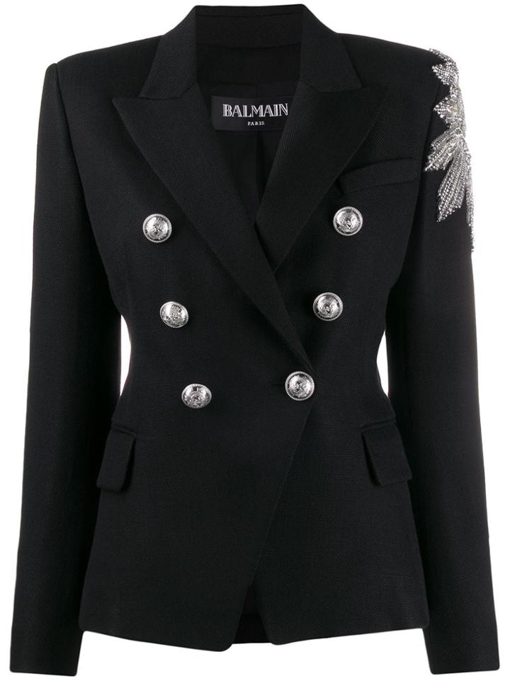 Balmain Embellished Double-breasted Blazer - Black