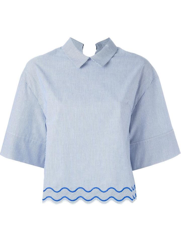 Steve J & Yoni P Scalloped Hem Shift Blouse