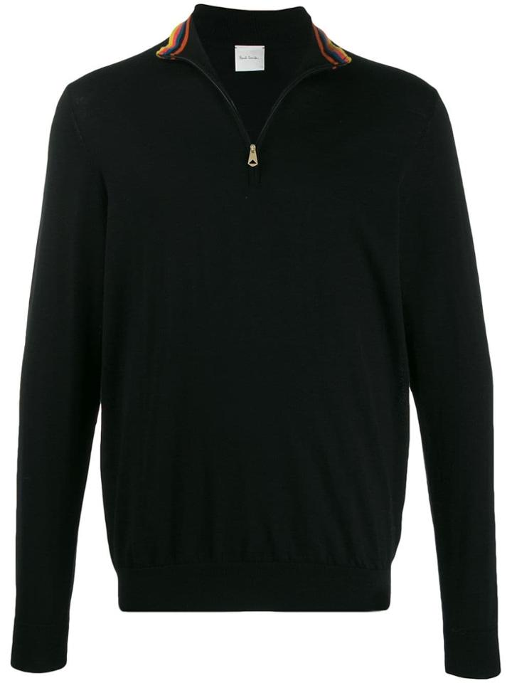 Paul Smith Striped Detail Zipped Sweater - Black