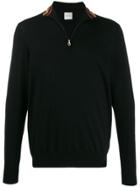 Paul Smith Striped Detail Zipped Sweater - Black