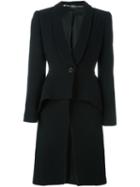 Alexander Mcqueen Tailored Peplum Coat, Women's, Size: 42, Black, Polyamide/cupro/virgin Wool