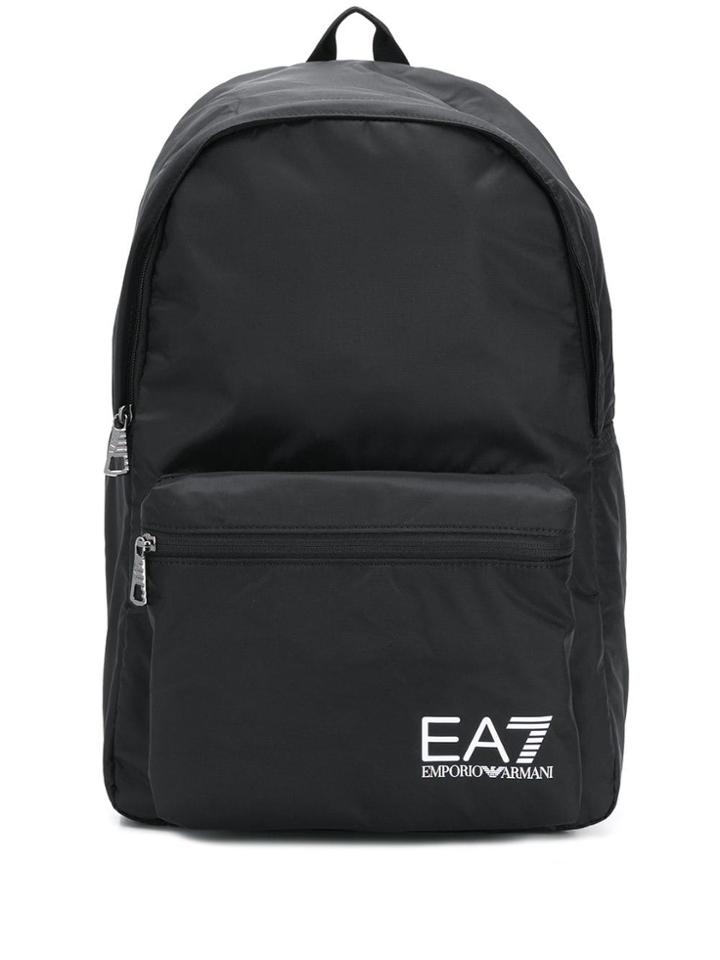 Ea7 Emporio Armani Logo Printed Backpack - Black