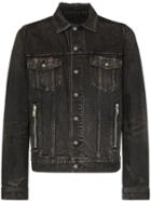 Balmain Stone-wash Denim Logo Jacket - Black